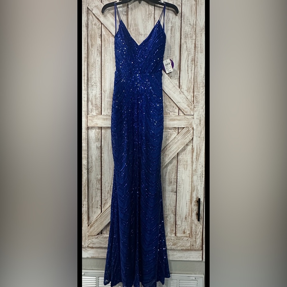 Elegant Blue Sequin Gown